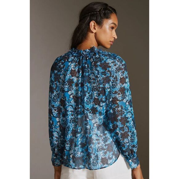 ✨Sheer Printed Peasant Sz. Small Blouse Anthropologie✨ - Picture 5 of 15